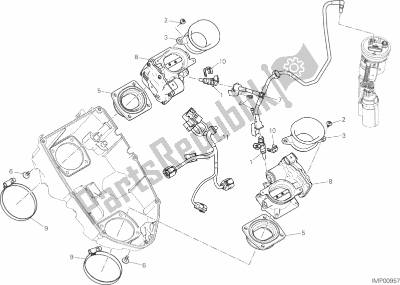 All parts for the Throttle Body of the Ducati Multistrada 1200 S ABS USA 2015
